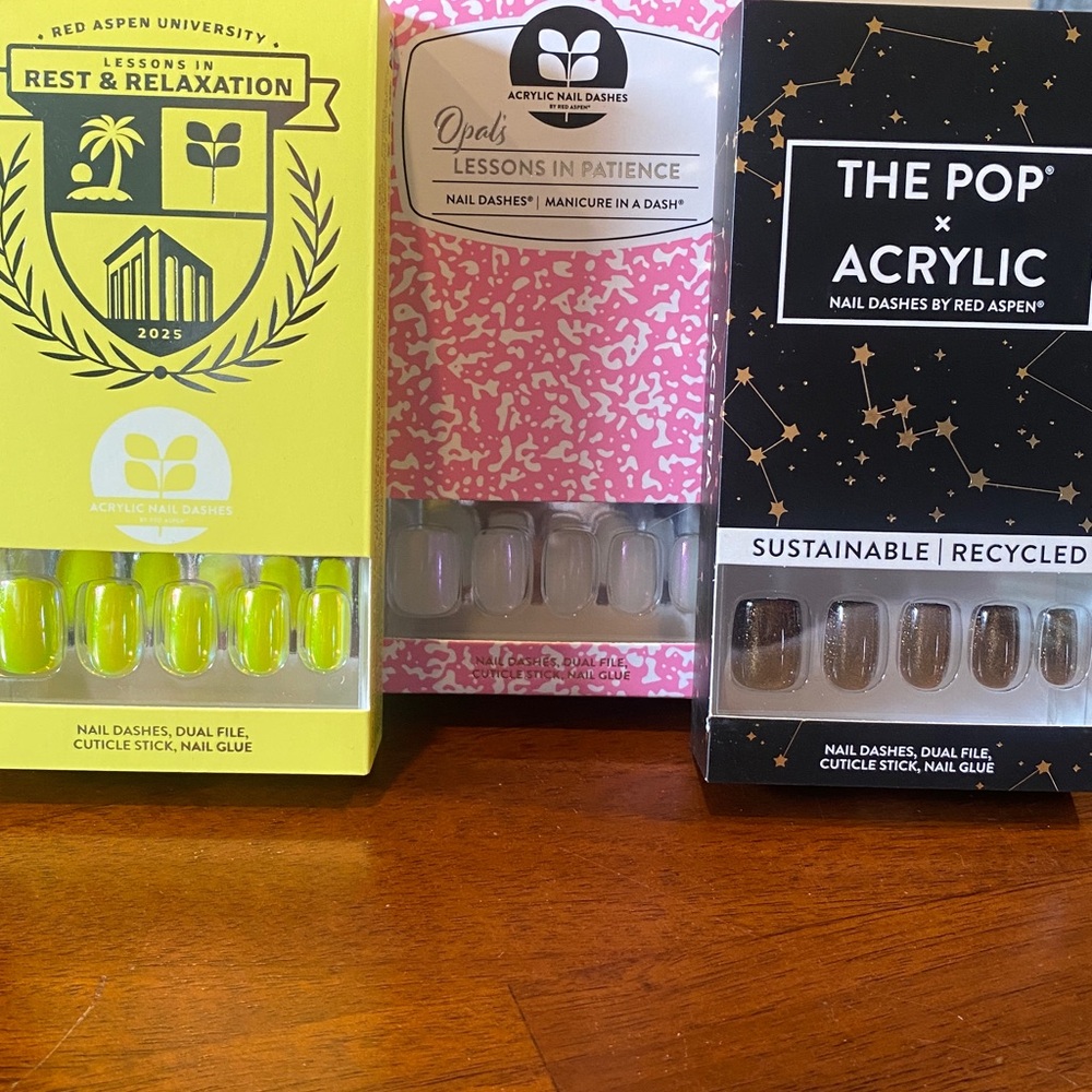 Acrylic Nail Dashes, 3 sets. Brand new in boxes.